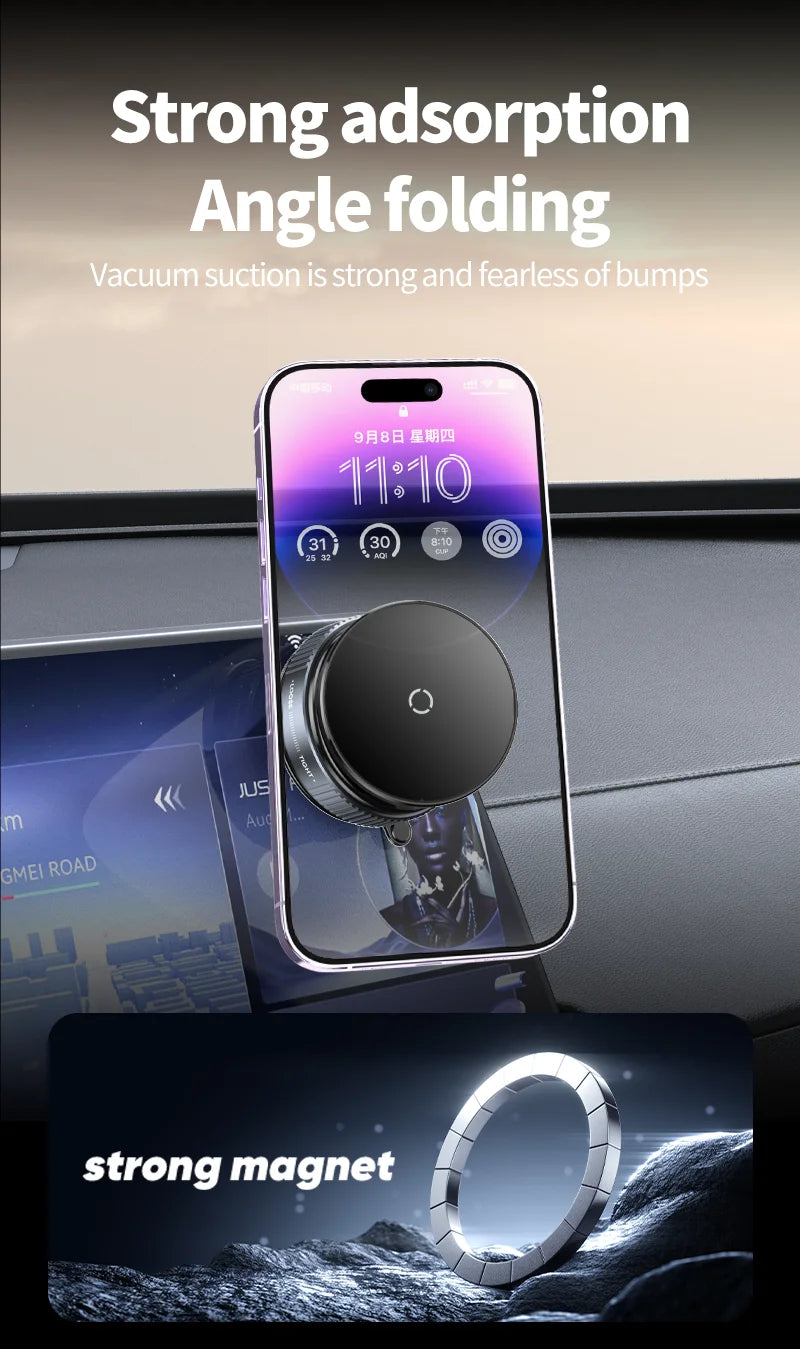 premium MagSafe Magnetic Wireless Charger with Vacuum Suction Mount