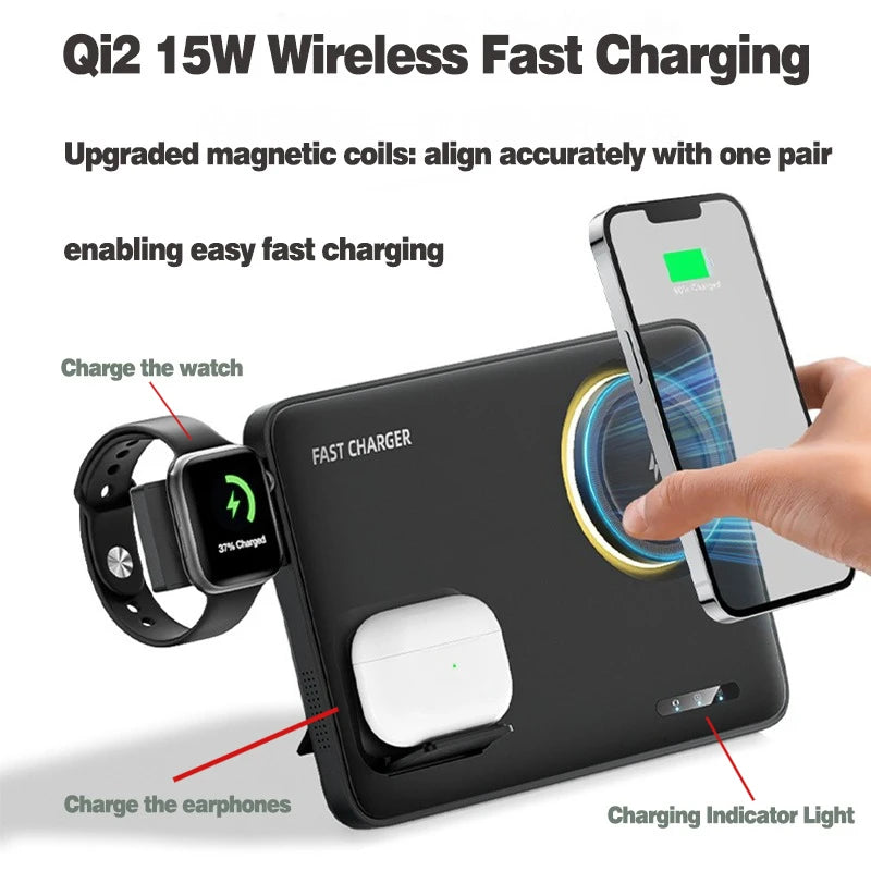 Premium Qi2 3 in 1 Foldable Magnetic Wireless Charger Stand