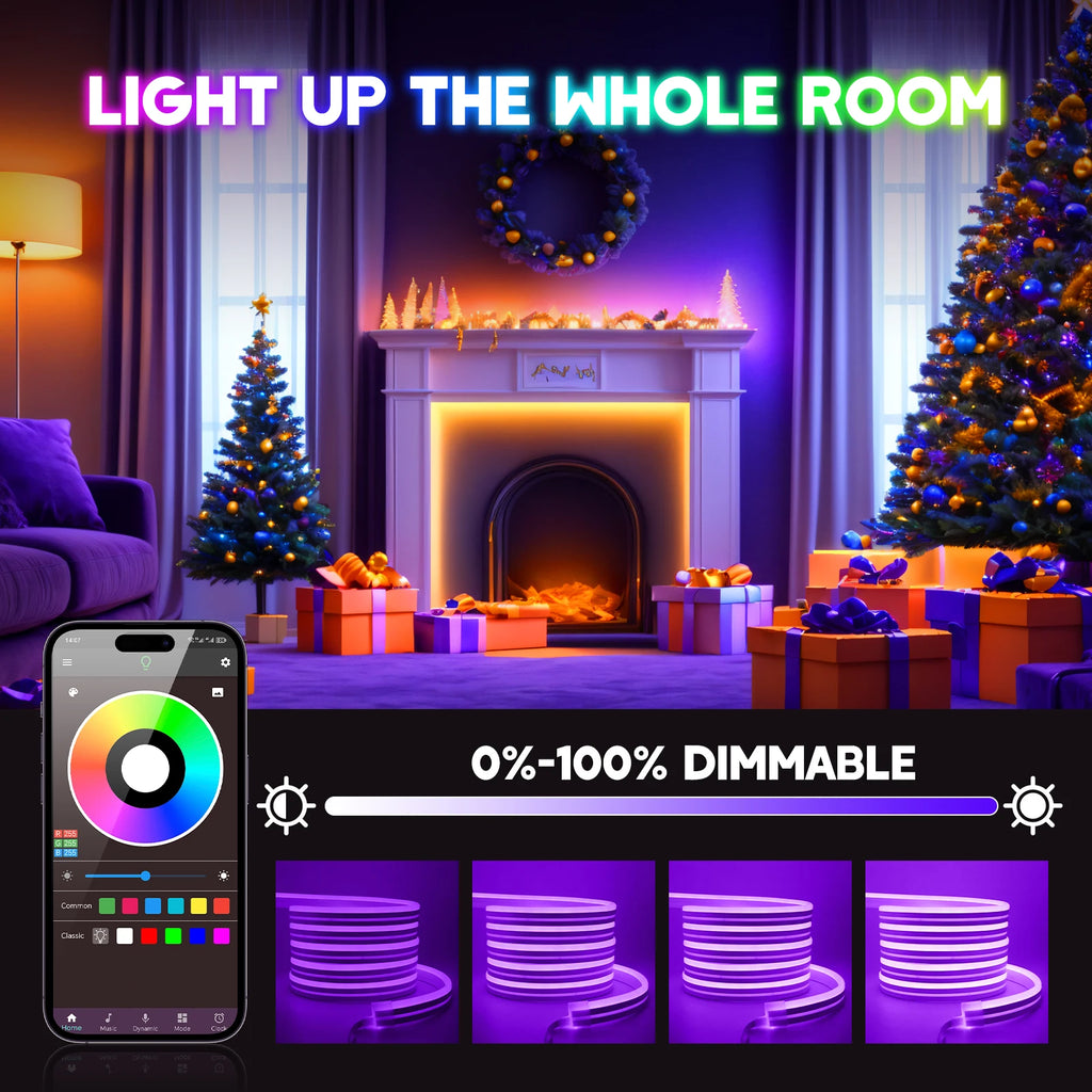 Tira de luces LED neón RGB premium con sincronización musical