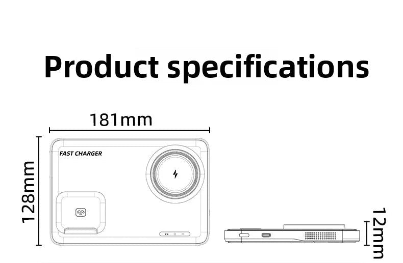 Premium Qi2 3 in 1 Foldable Magnetic Wireless Charger Stand