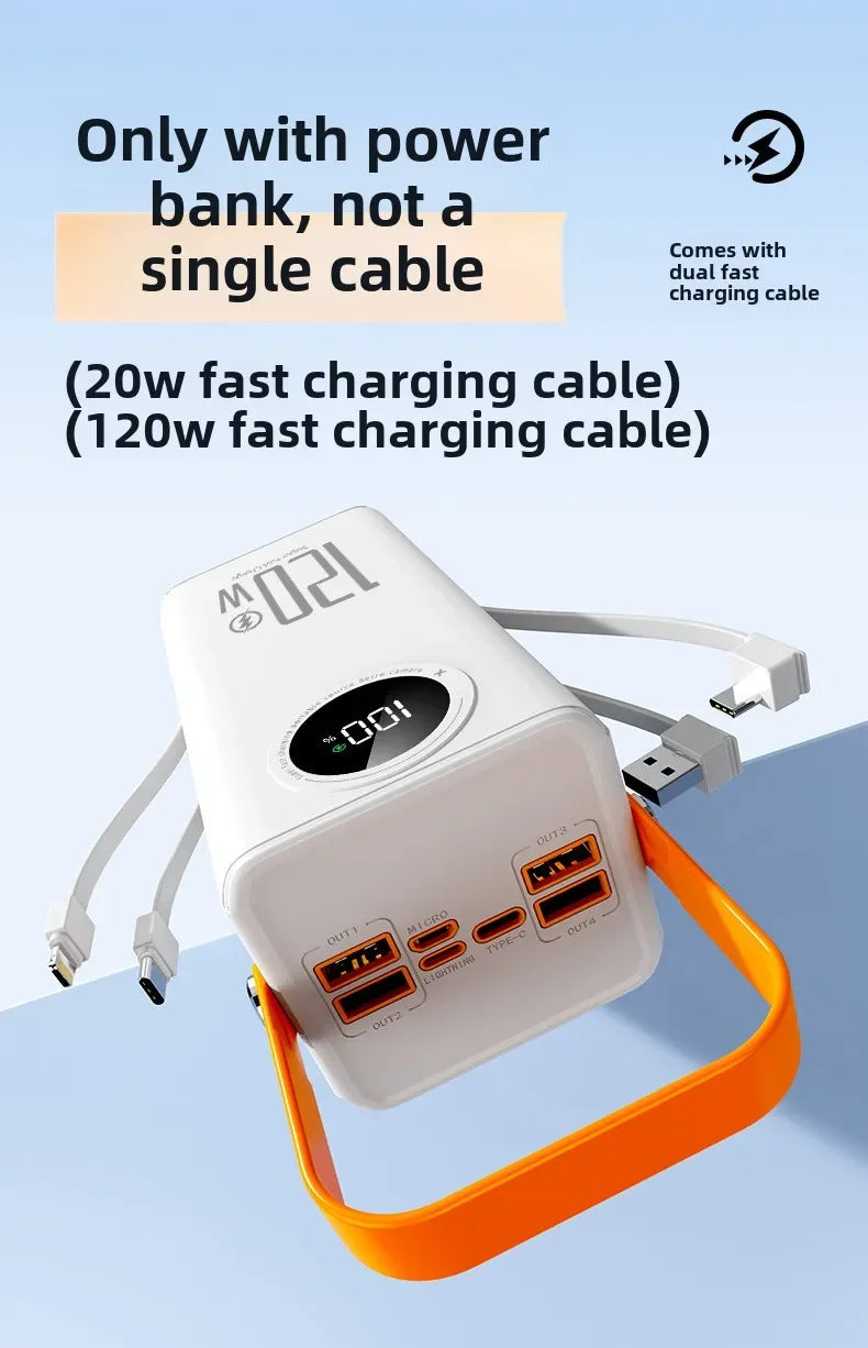 Power Bank Premium con 4 cables integrados para exteriores y viajes