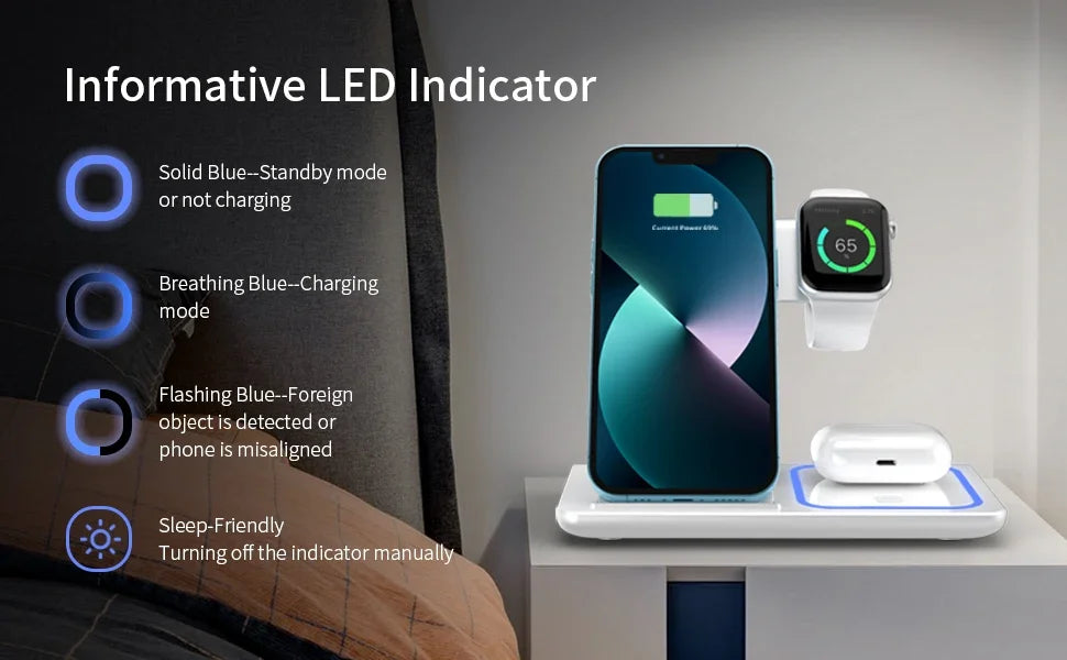 Premium 3 in 1 Foldable Wireless Travel Charger Stand
