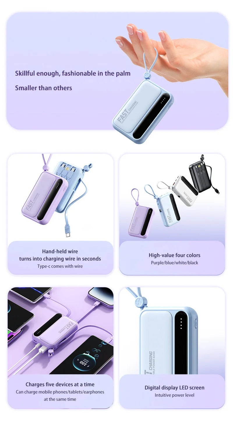 Premium Power Bank with 4 in 1 Cables & Digital Display