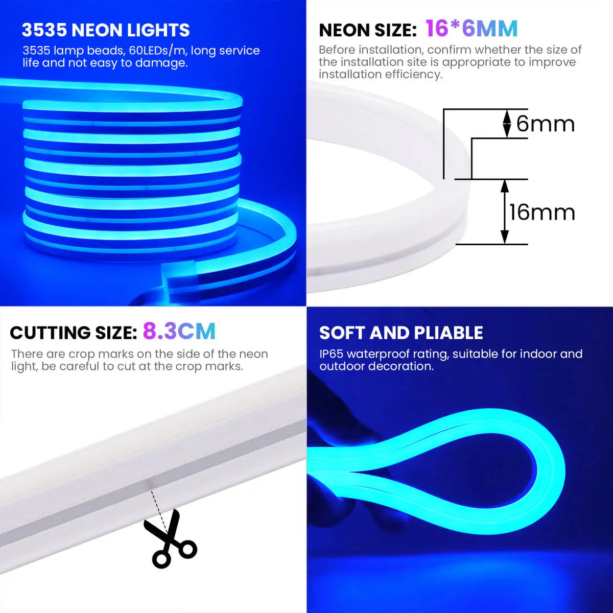 Tira de luces LED neón RGB premium con sincronización musical