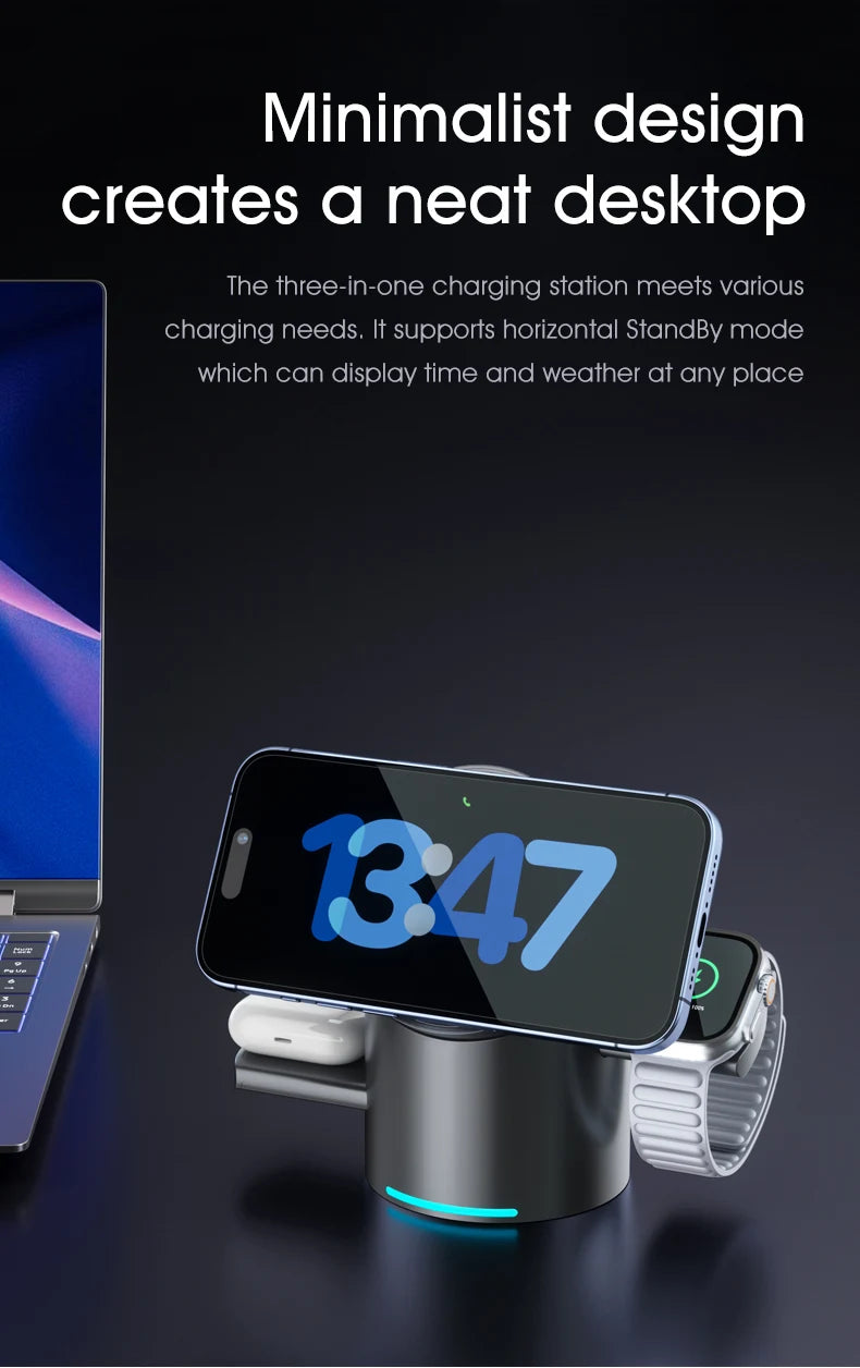 Premium Qi2 3 in 1 Magnetic Wireless Charger