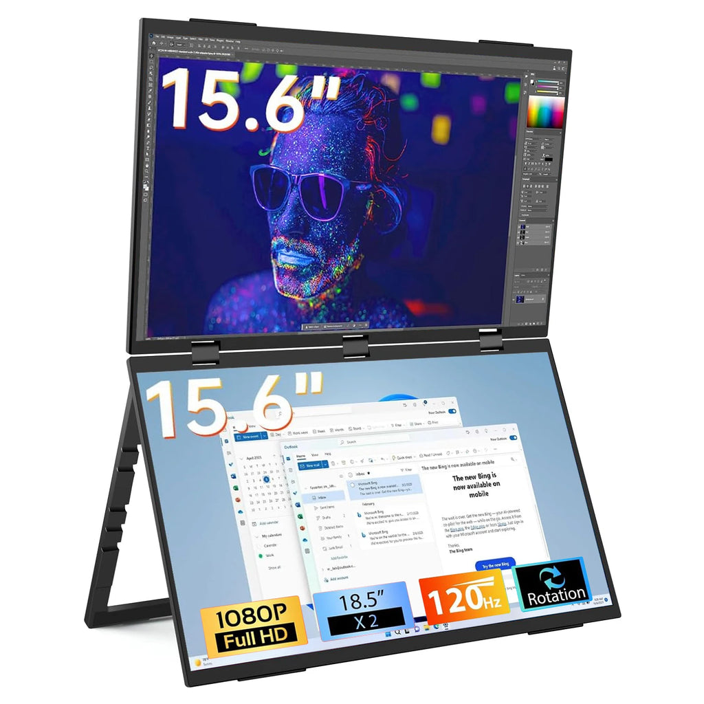 Monitor portátil doble premium de 15.6 pulgadas