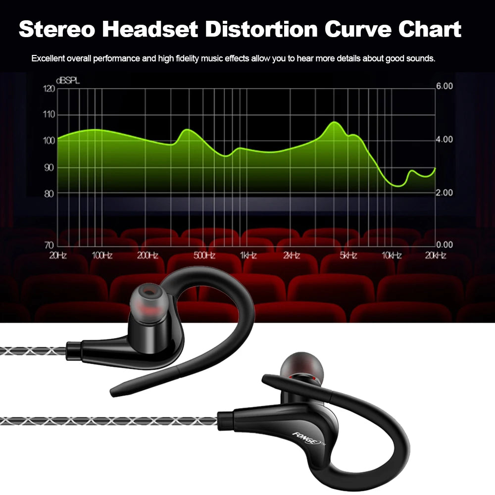 Auriculares deportivos premium con cable y ganchos para la oreja