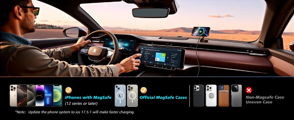 Premium Qi2 Magnetic Wireless Car Mount Charger with Cooling Fan