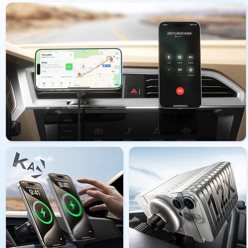 Cargador inalámbrico magnético premium para rejilla de ventilación de coche