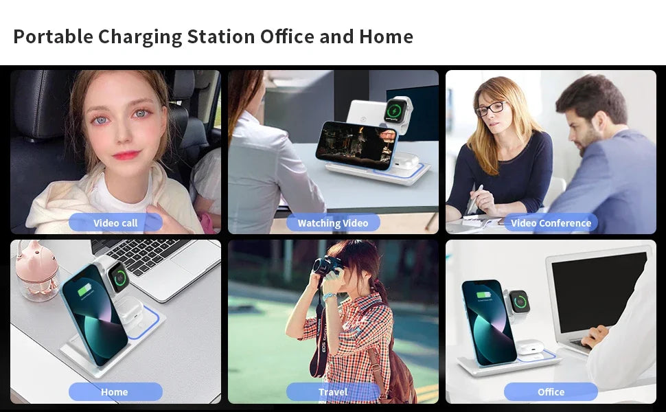 Premium 3 in 1 Foldable Wireless Travel Charger Stand