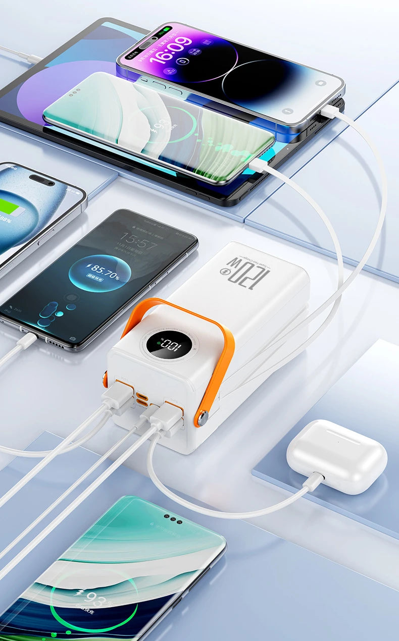 Power Bank Premium con 4 cables integrados para exteriores y viajes