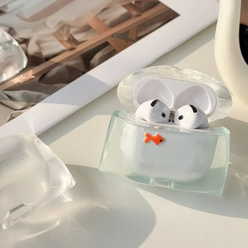 Premium Liquid Cute Fish Silicone Earbuds Case