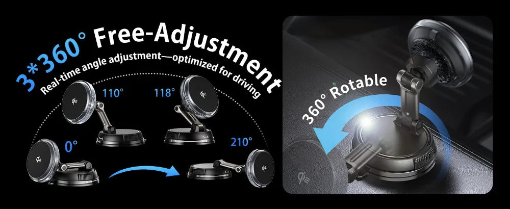 Premium Qi2 Magnetic Wireless Car Mount Charger with Cooling Fan
