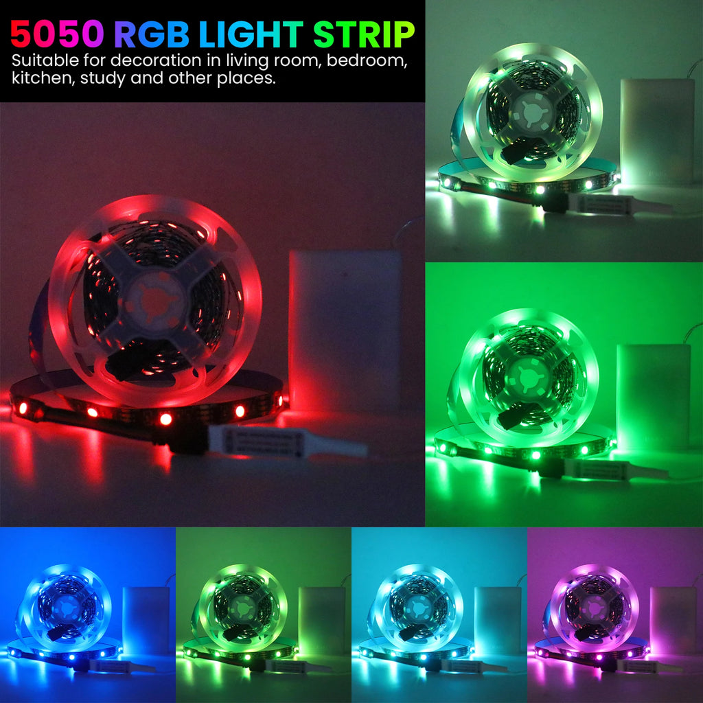 Tiras de luces LED RGB premium con alimentación por batería
