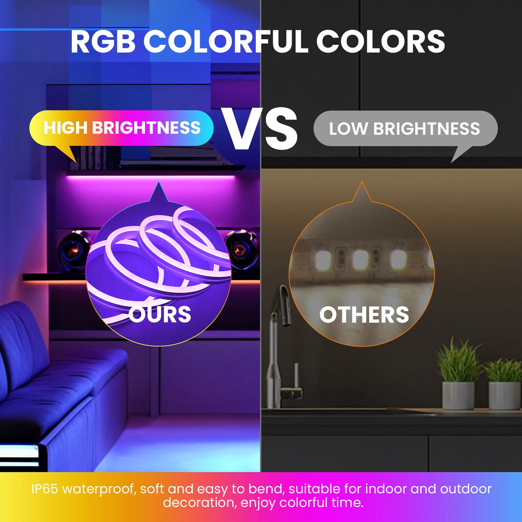 Tira de luces LED neón RGB premium con sincronización musical