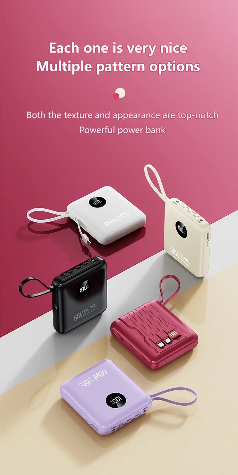 Premium Power Bank with Built in Cables & Fast Charging