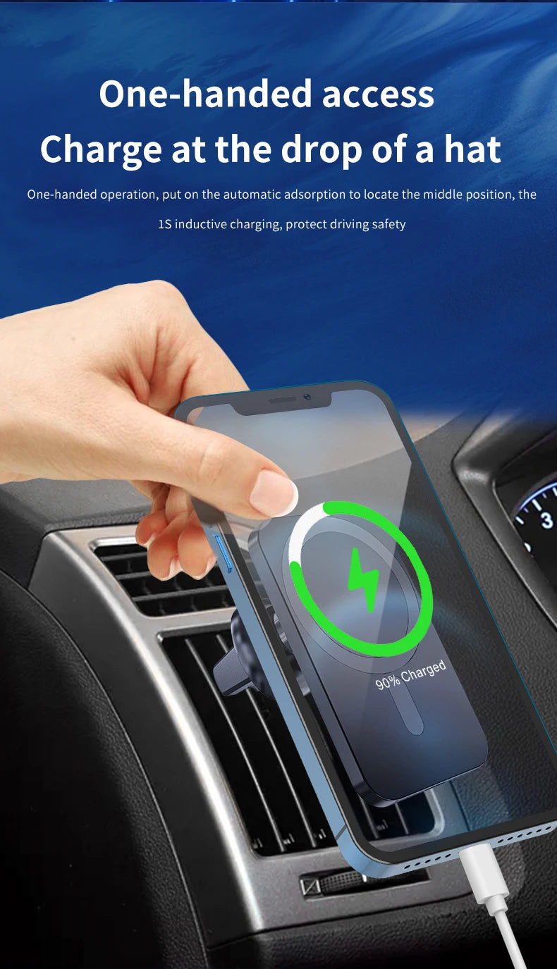 Premium MageSafe Magnetic Wireless Car Charger mount