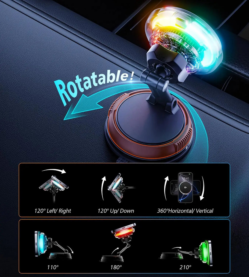 Premium Qi2 Magnetic Wireless Car Mount Charger with Cooling Fan