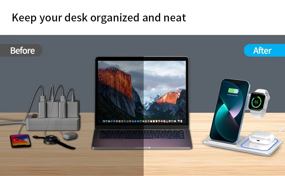 Premium 3 in 1 Foldable Wireless Travel Charger Stand