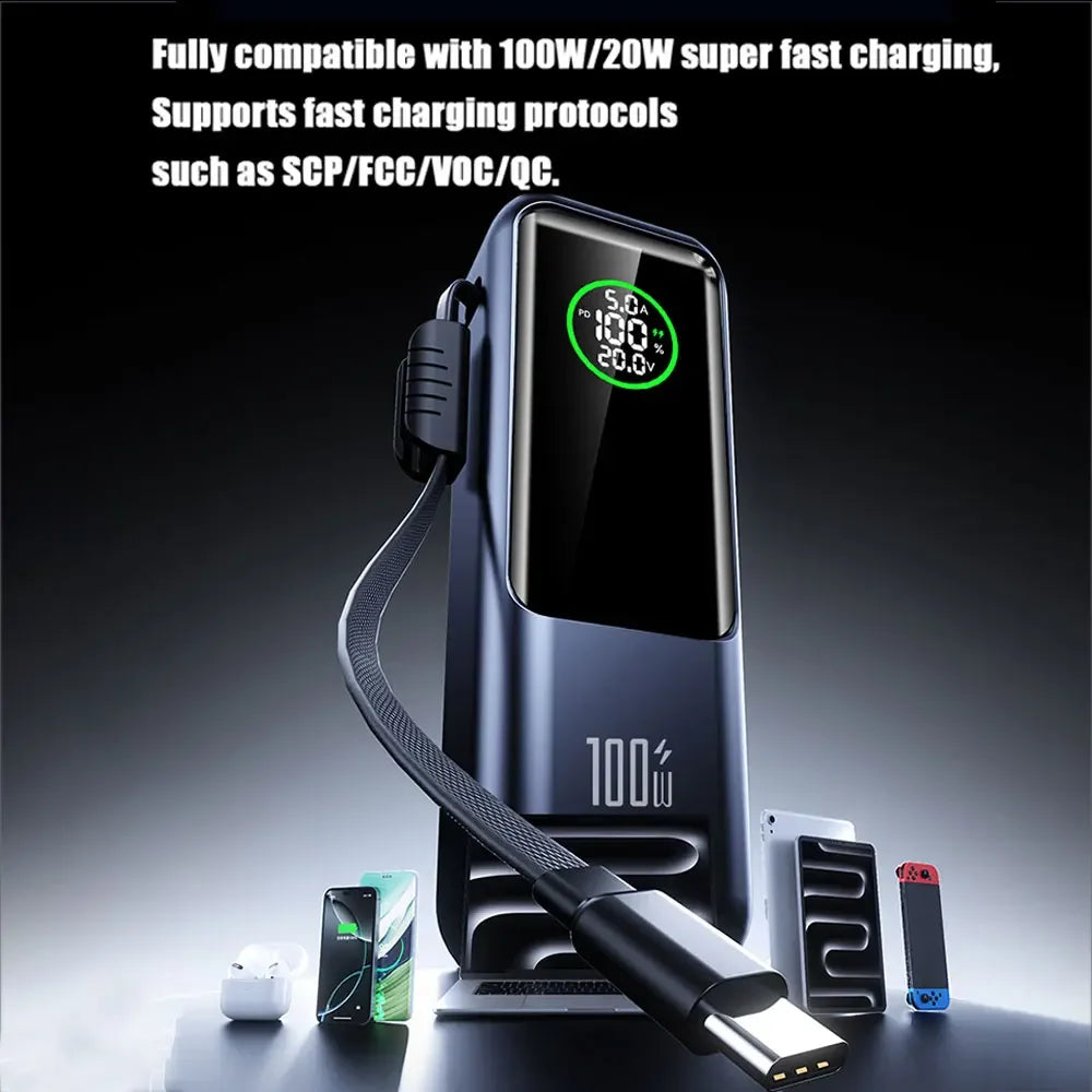 Premium Power Bank with Built in Cable & Fast Charging