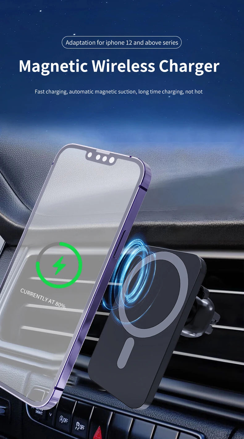 Premium MageSafe Magnetic Wireless Car Charger mount