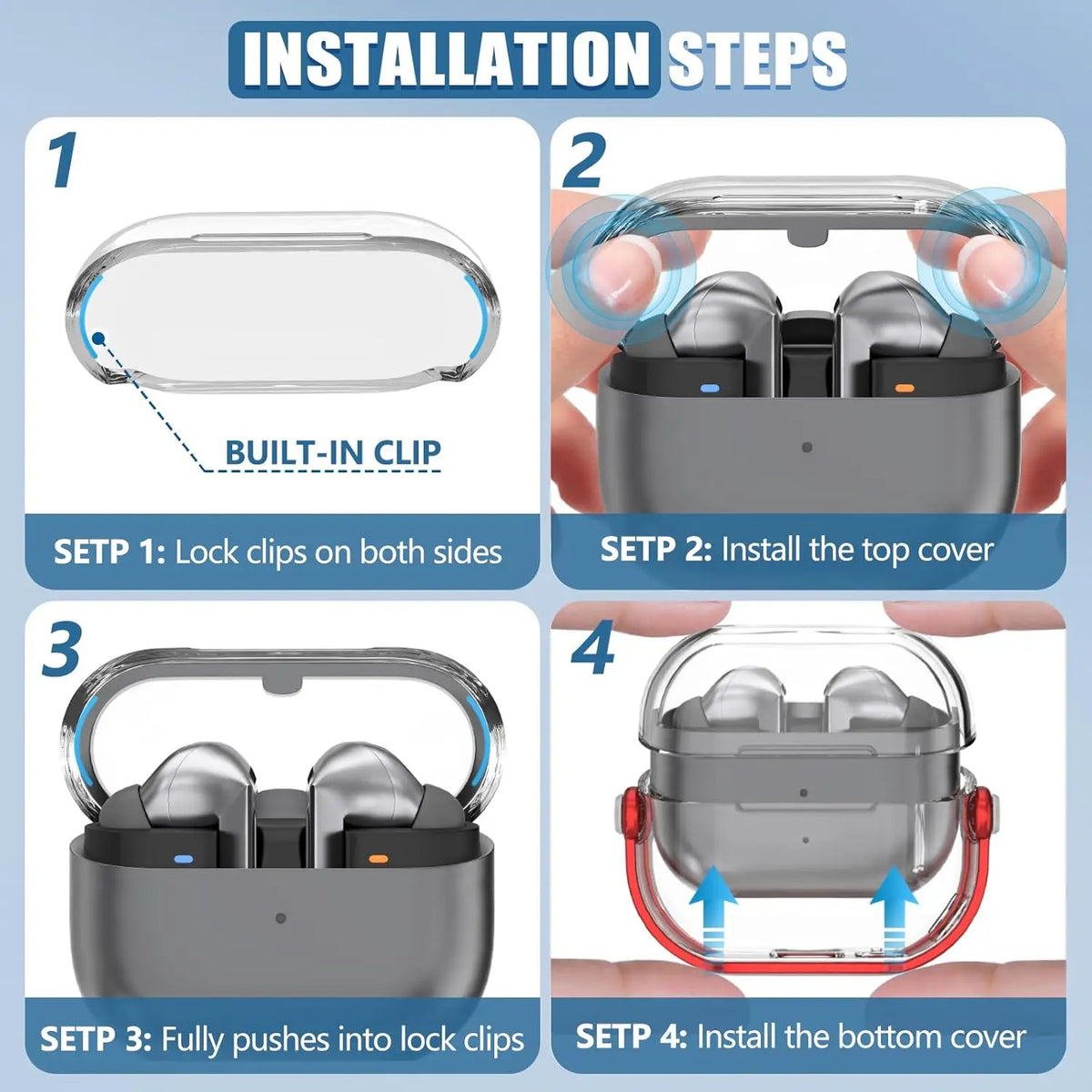 Funda transparente premium para auriculares inalámbricos