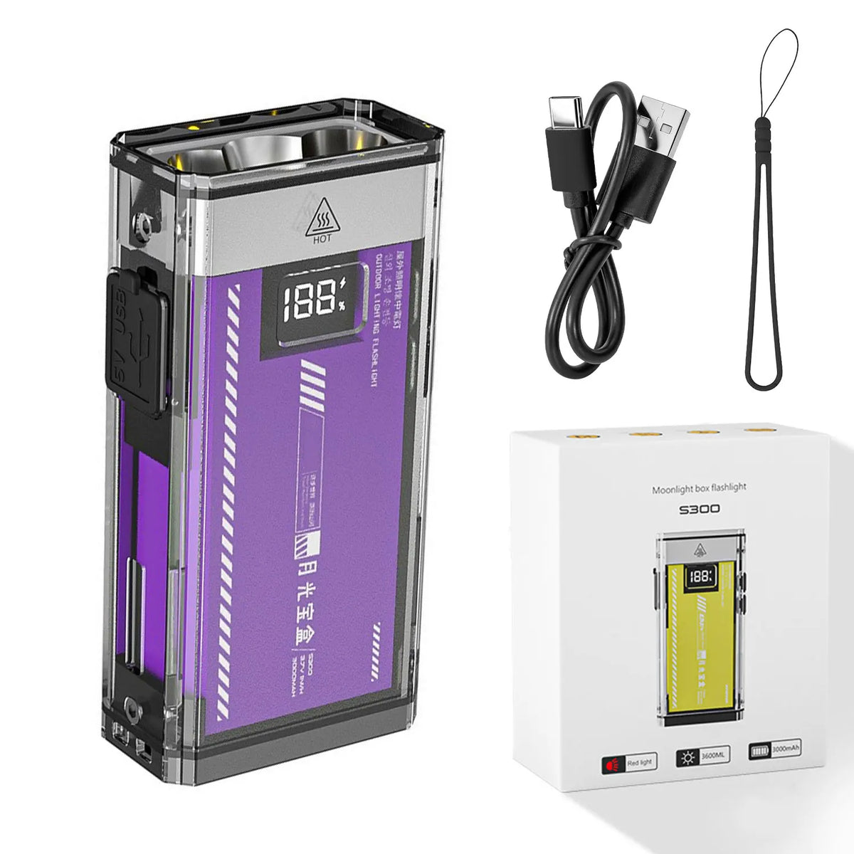 Linterna recargable premium con batería externa para camping