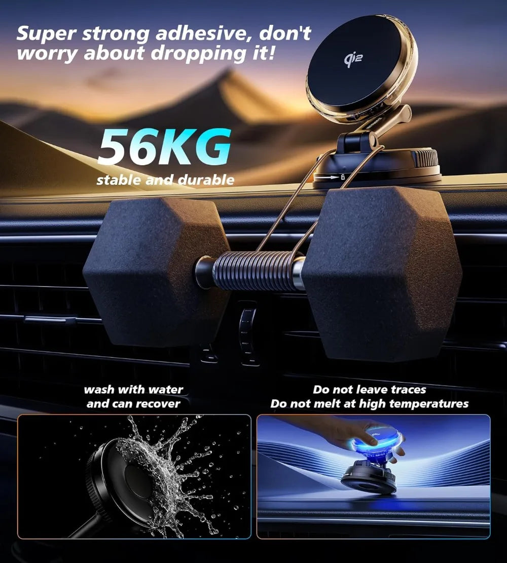 Premium Qi2 Magnetic Wireless Car Mount Charger with Cooling Fan