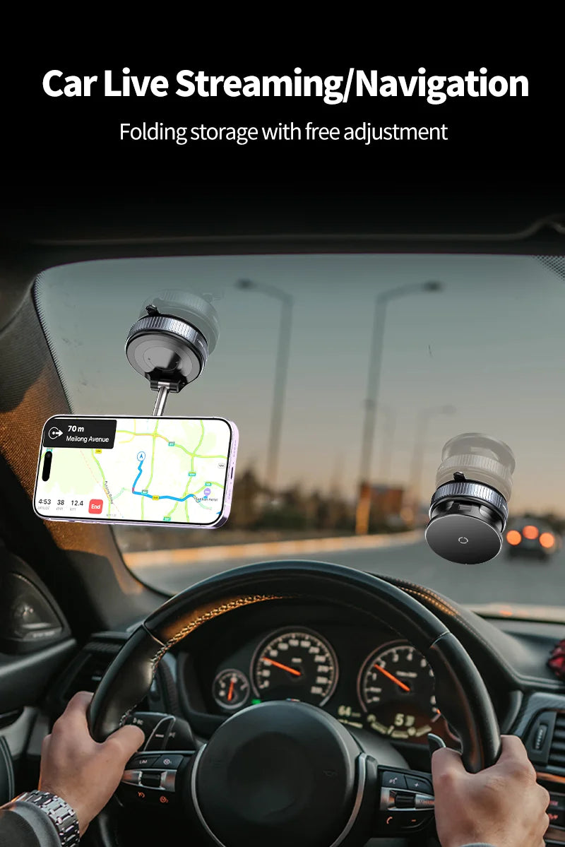 premium MagSafe Magnetic Wireless Charger with Vacuum Suction Mount