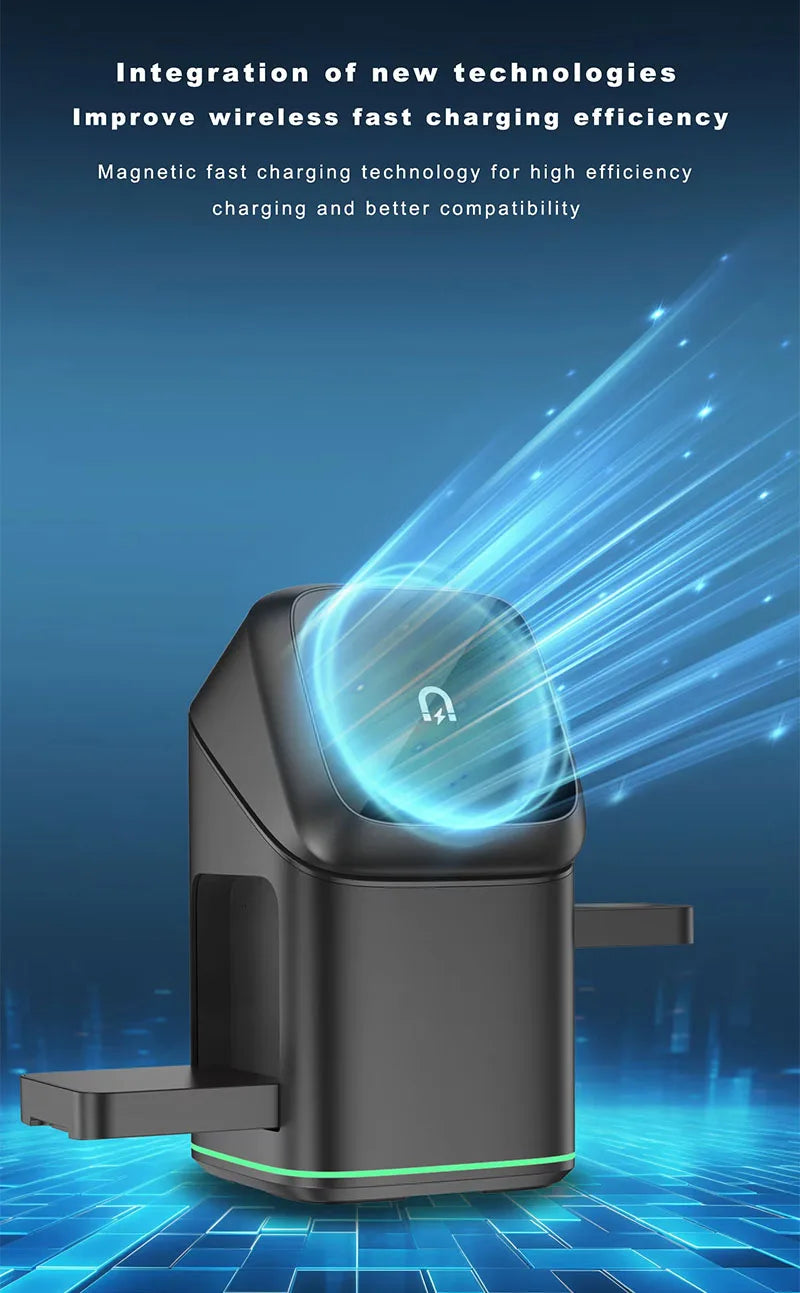 Soporte de carga inalámbrica premium 3 en 1 magnético Qi2
