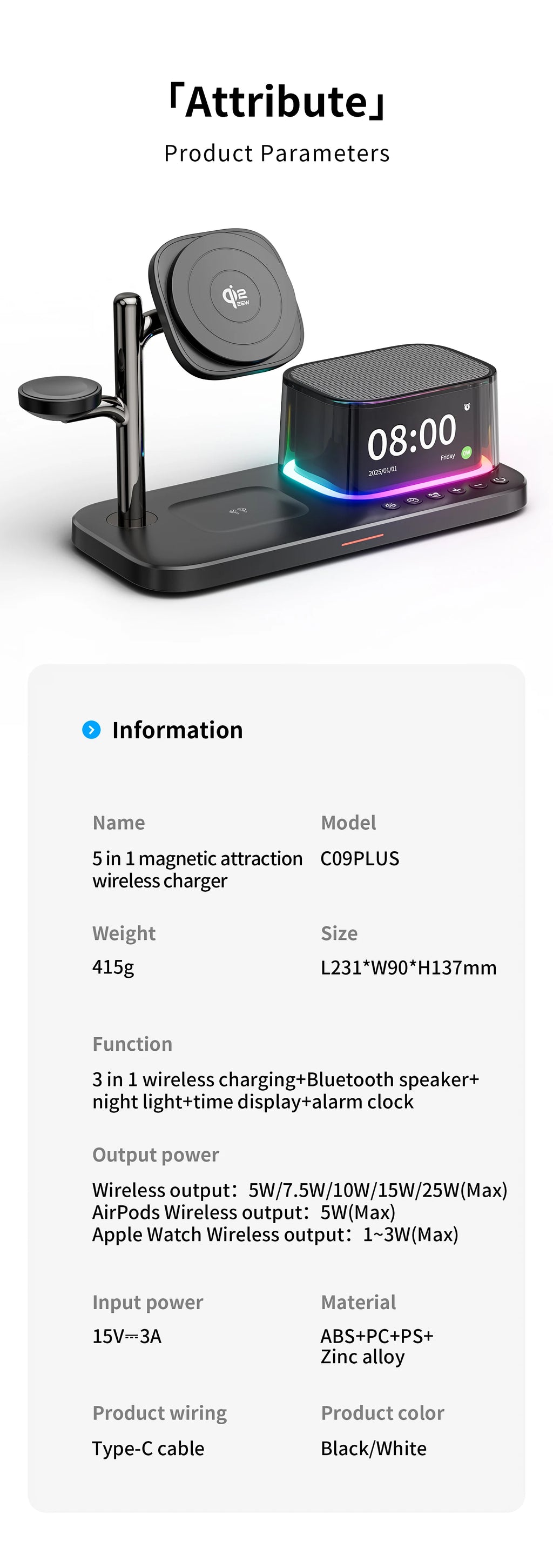 Cargador inalámbrico premium 5 en 1 Qi2