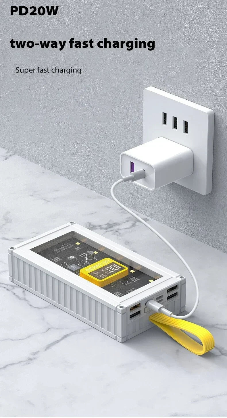 Power Bank transparente premium con carga rápida para iPhone y Android