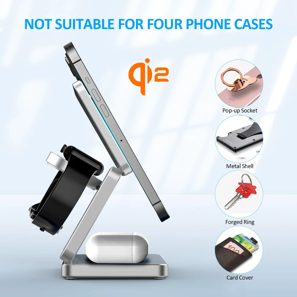 Premium Qi2 3 in 1 Magnetic Wireless Charger Stand