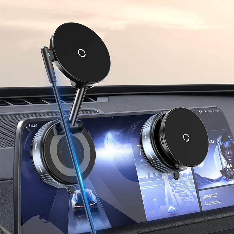Cargador inalámbrico magnético MagSafe premium con soporte de succión al vacío