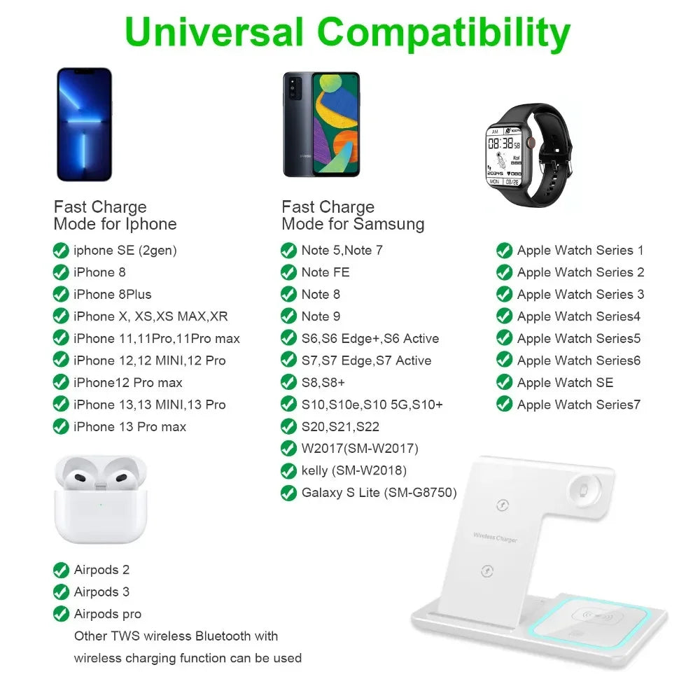 Premium 3 in 1 Foldable Wireless Travel Charger Stand
