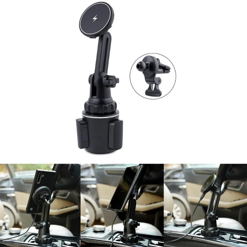 Premium MagSafe Wireless Car Charger Cup Holder Mount