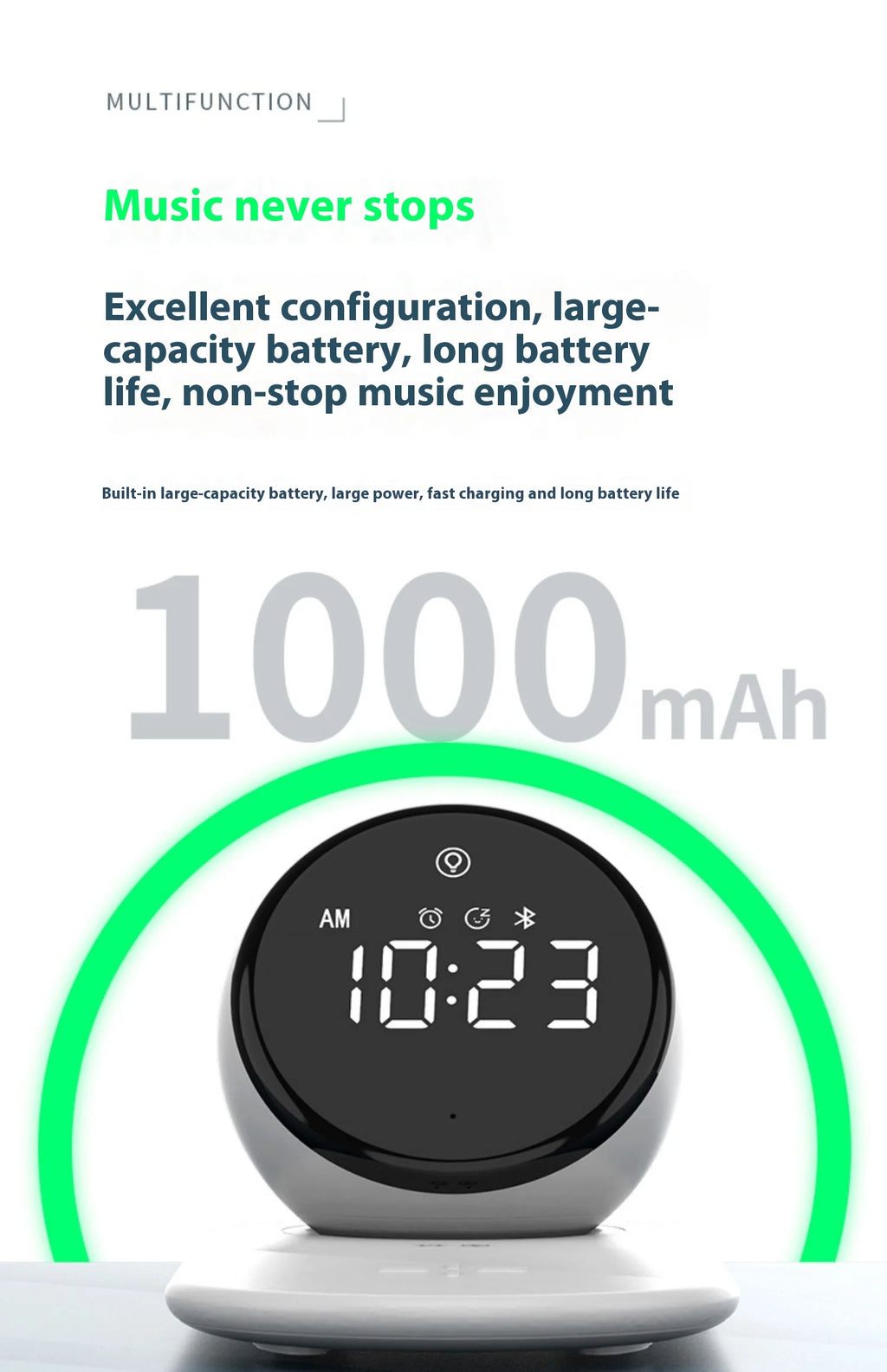Premium Wireless Charging Alarm Clock with Night Light