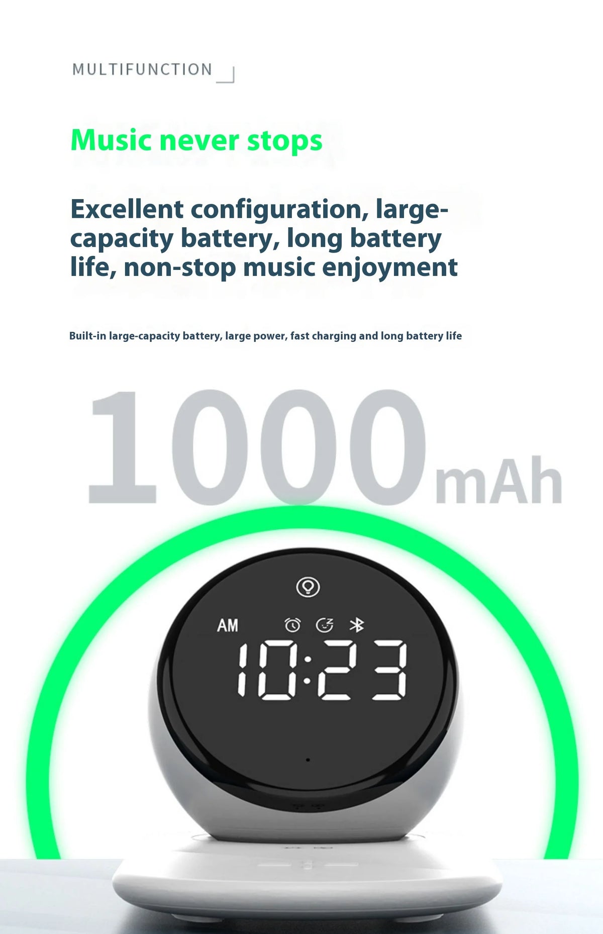 Premium Wireless Charging Alarm Clock with Night Light