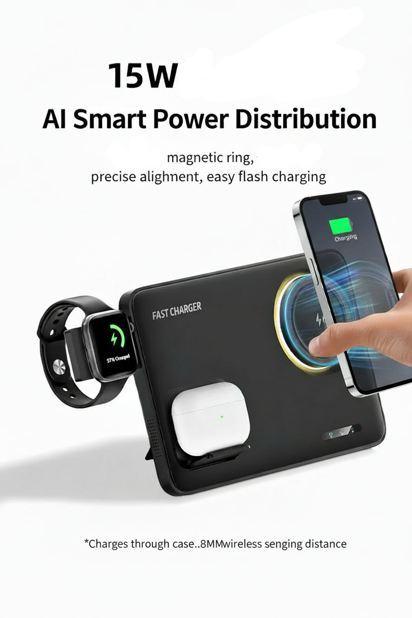 Premium Qi2 3 in 1 Foldable Magnetic Wireless Charger Stand