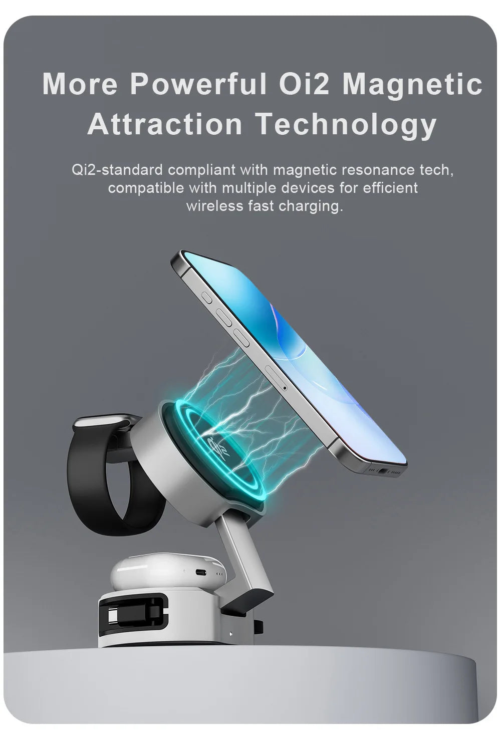 Premium Qi2 3 in 1 Foldable Magnetic Wireless Charger Stand