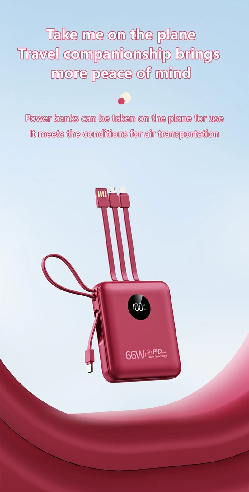 Premium Power Bank with Built in Cables & Fast Charging