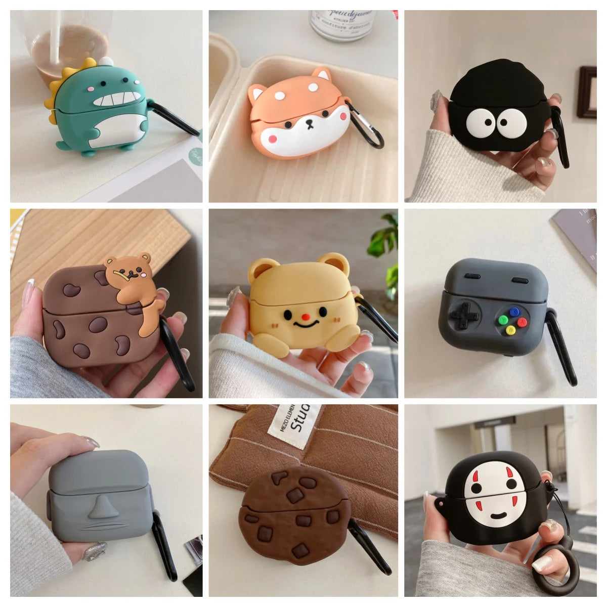 Funda de silicona premium con diseño de dibujos animados en 3D para auriculares inalámbricos