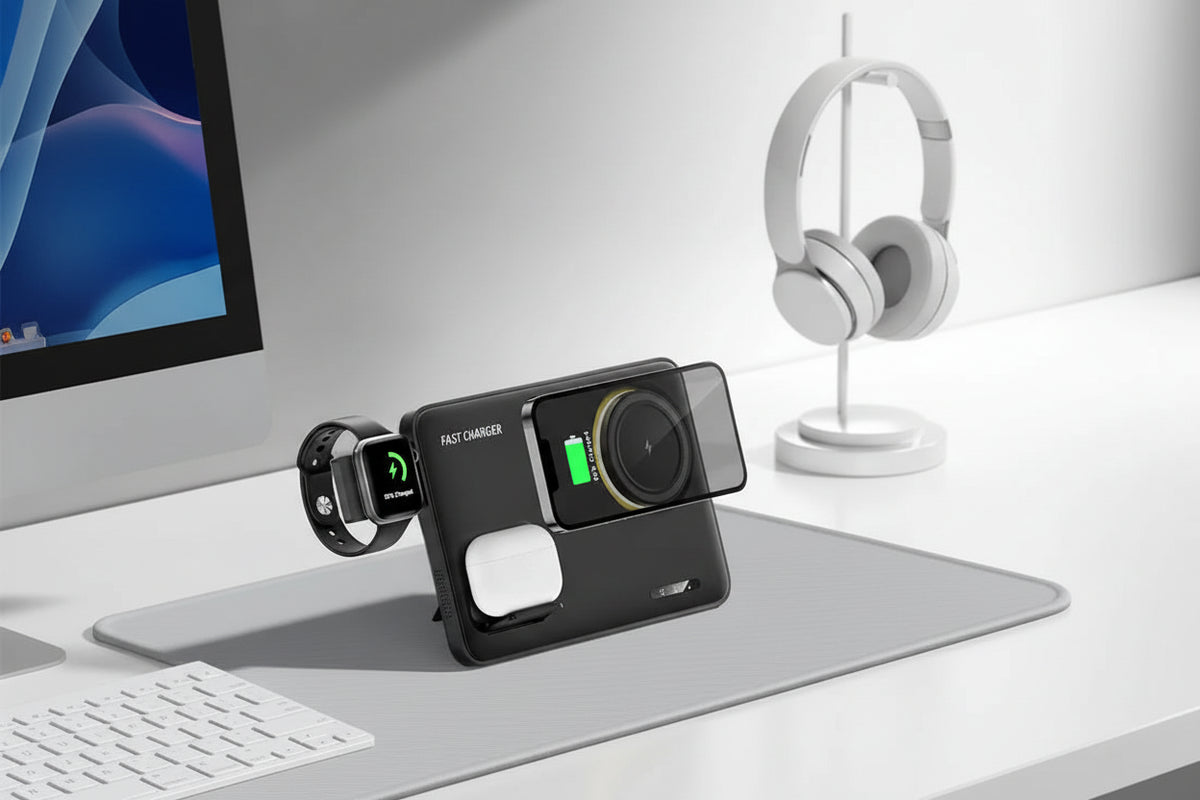 Premium Qi2 3 in 1 Foldable Magnetic Wireless Charger Stand