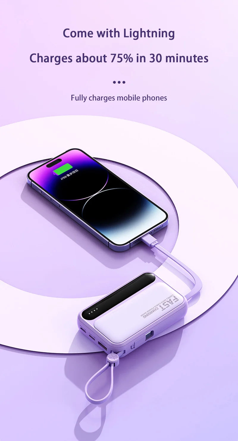 Premium Power Bank with 4 in 1 Cables & Digital Display