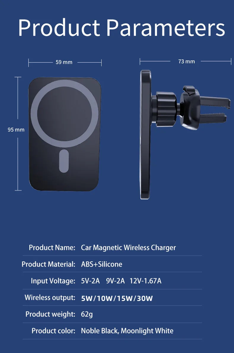 Premium MageSafe Magnetic Wireless Car Charger mount