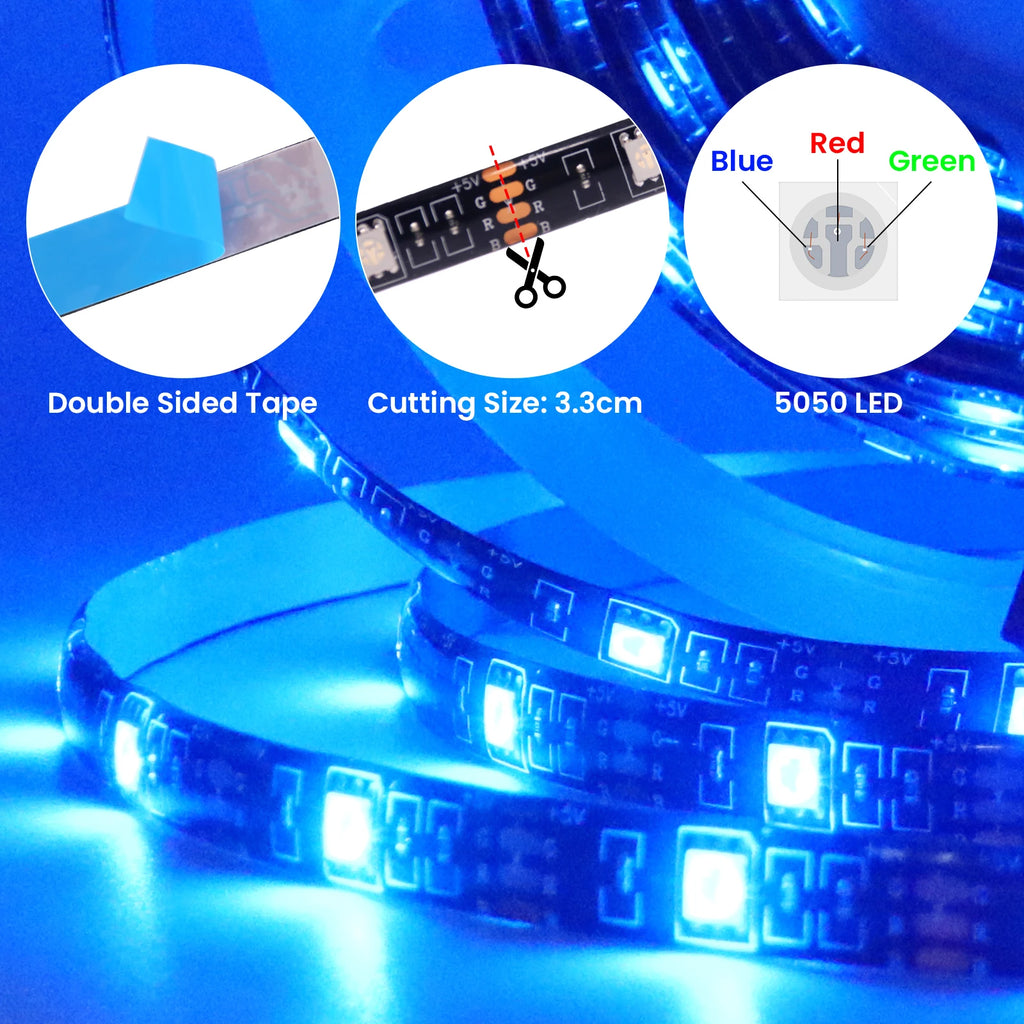 Tiras de luces LED RGB premium con alimentación por batería
