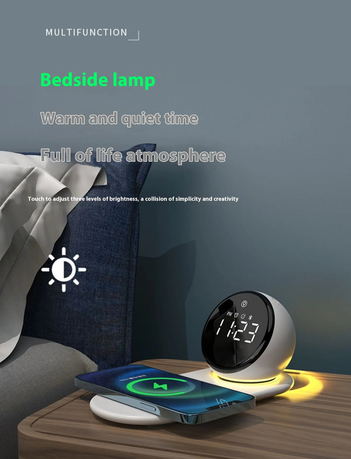 Premium Wireless Charging Alarm Clock with Night Light