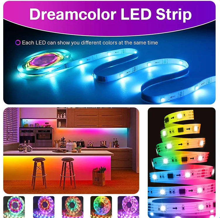 Premium RGBIC Dreamcolor Smart Strip Lights with Music Sync