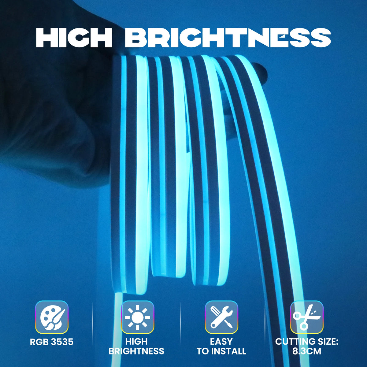 Tira de luces LED neón RGB premium con sincronización musical