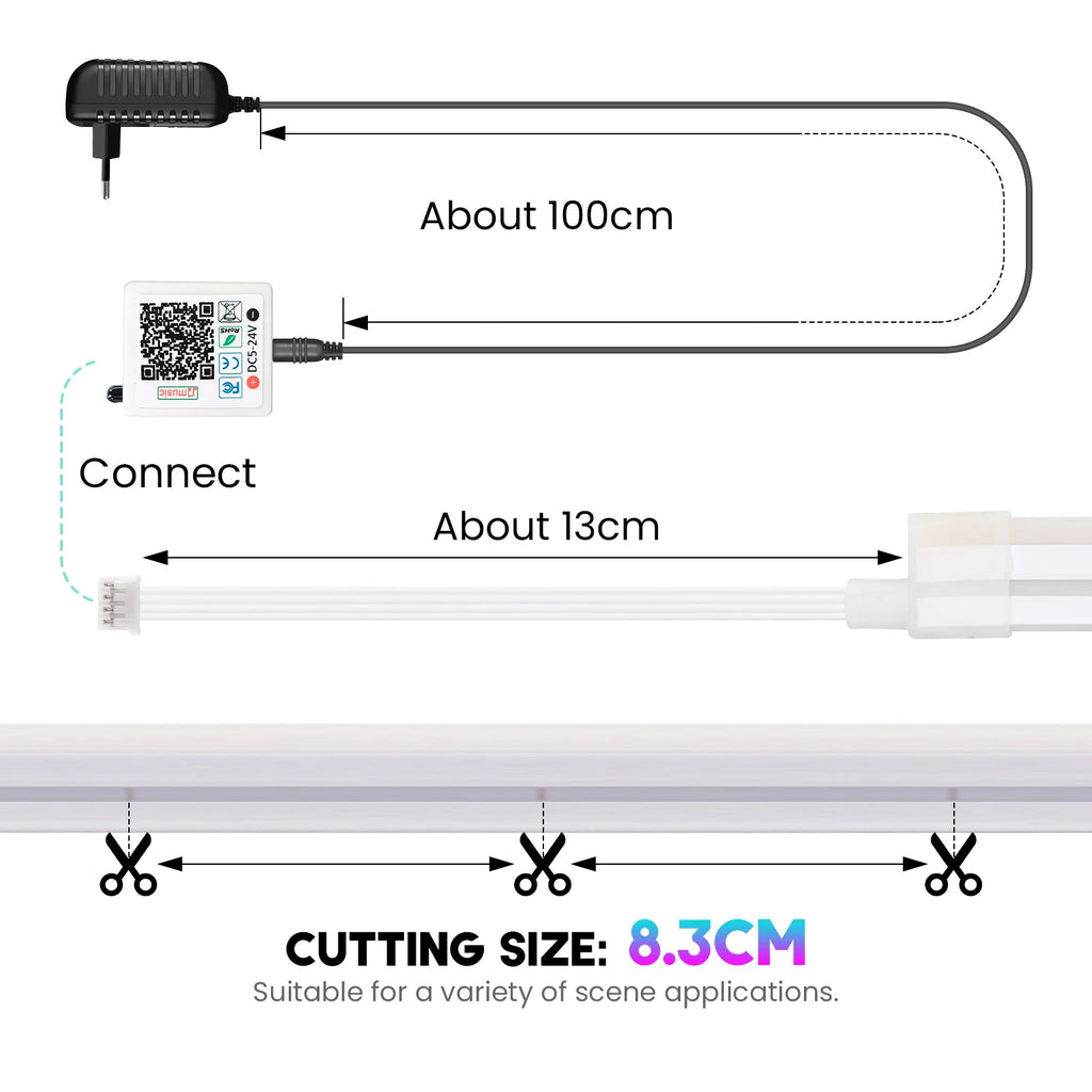 Tira de luces LED neón RGB premium con sincronización musical